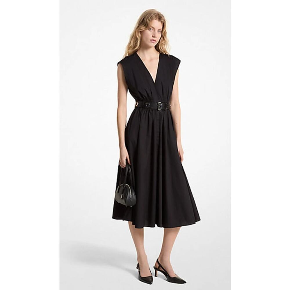 MICHAEL Michael Kors Black Midi Wrap Dress